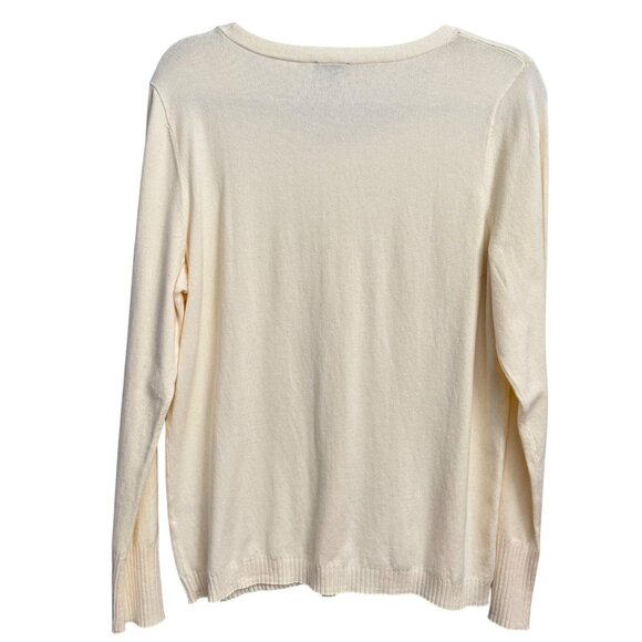 Talbots Womens Cream Long-Sleeve Sweater Sz L 58% Cotton 25% Modal Soft Knit Top - Picture 10 of 12